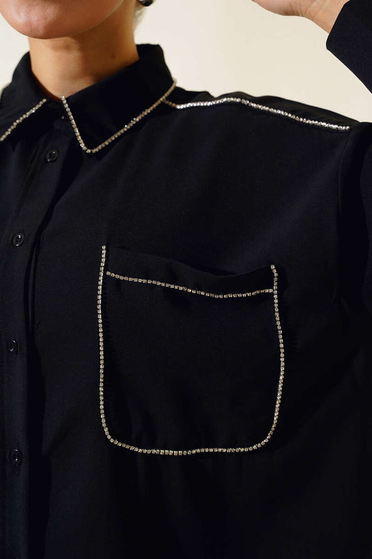 Costume Double Détaillé À Rayures Stone Noir