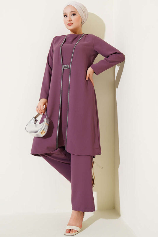 Stone Row Detailed Two Piece Set Dusty Rose