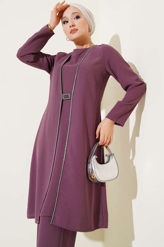 Stone Row Detailed Two Piece Set Dusty Rose