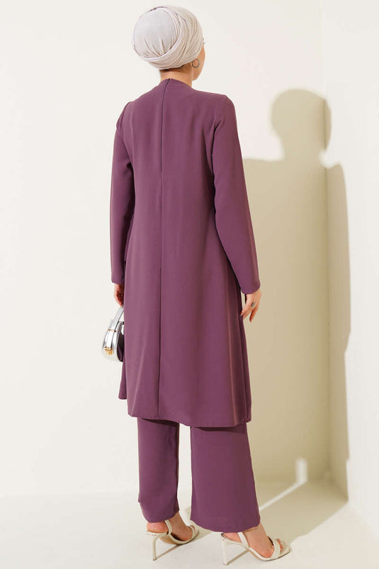 Stone Row Detailed Two Piece Set Dusty Rose