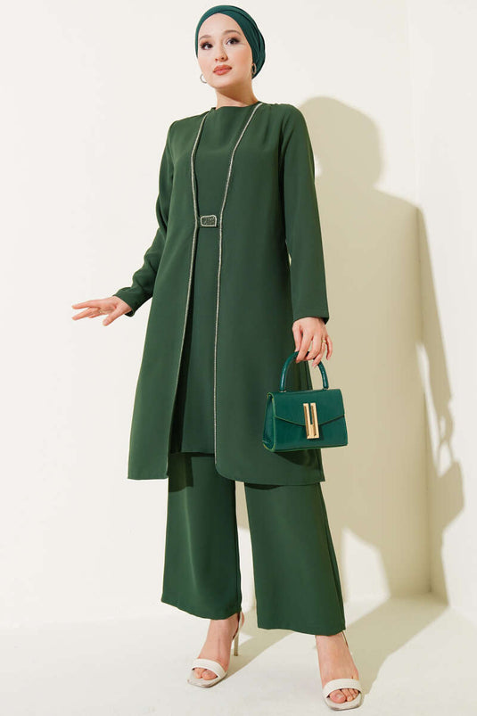 Stone Row Detailed Two Piece Set Green