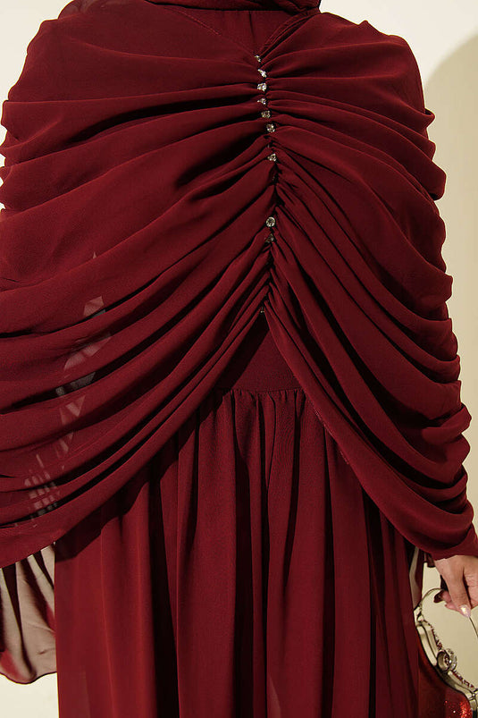 Combinaison Bordo Avec Perles Et Drapé