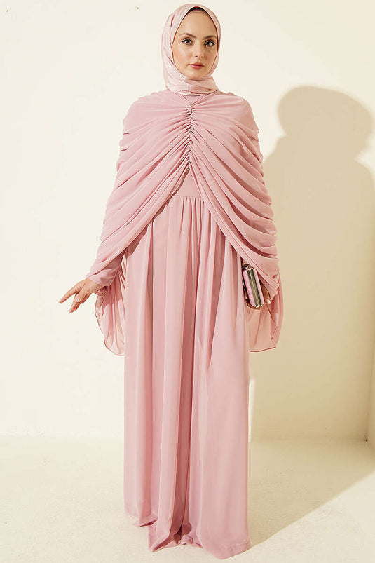 Combinaison Drapée Ornée Rose