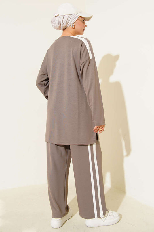 Stone-Detailed Two-Piece Mink Suit