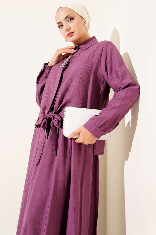 Taş Süslemeli Etekli İkili Takım Magenta