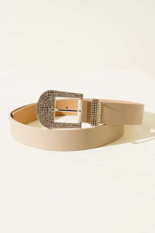 Stone Embellished Belt Cream