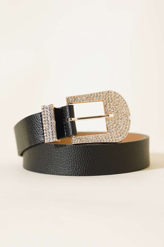 Stone Embellished Belt Black