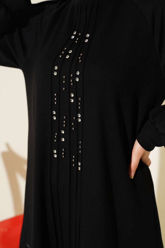 طقم لويشا مزين بالأحجار من قطعتين باللون الأسود