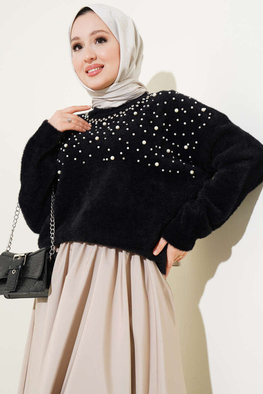 سترة لحية مزينة بالحجر باللون الأسود