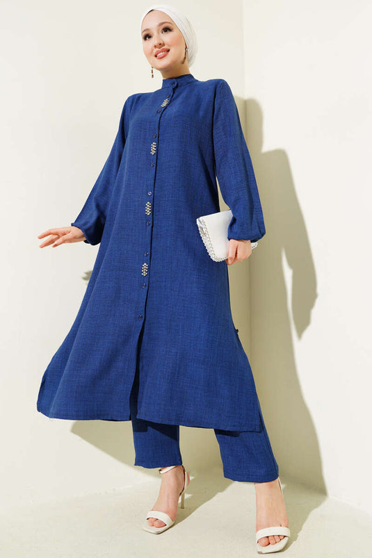 Tunica lunga impreziosita da pietre, set da due pezzi Parliament