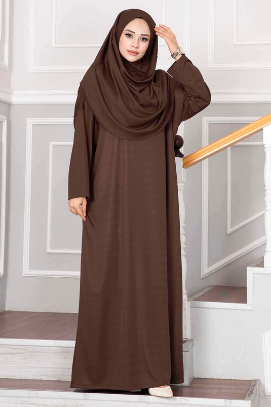 Robe de prière voilée avec sac de transport Marron