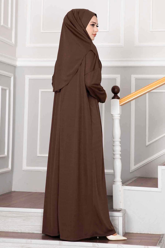 Robe de prière voilée avec sac de transport Marron