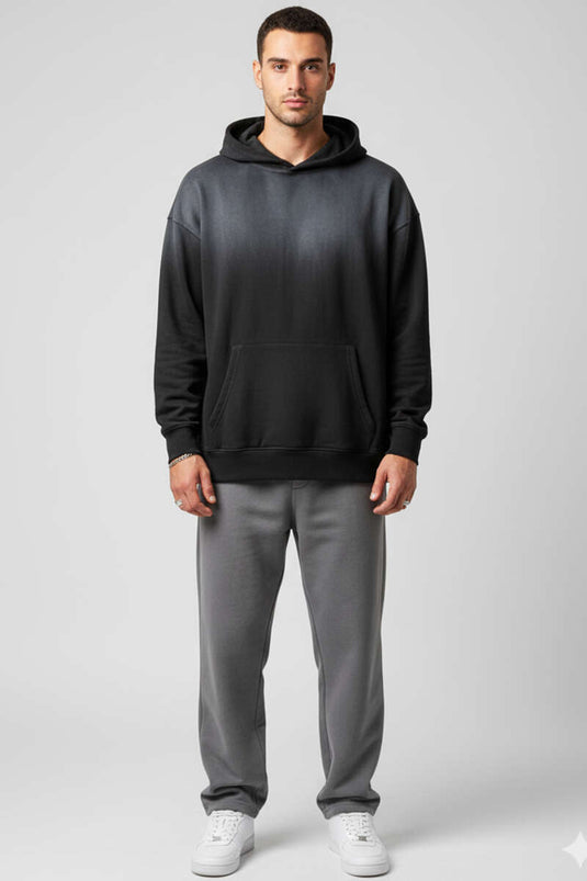 Sweat à capuche pour homme avec motif de meulage, noir