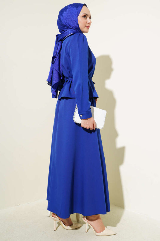 Completo due pezzi con gonna e colletto in pietra Saxe