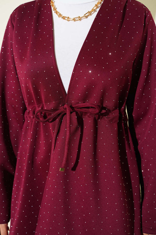 كيمونو غوص نفق الخصر المحجر بورجوندي