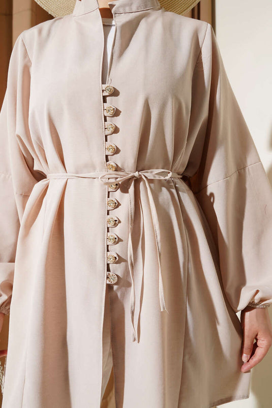 Camicia Terikoton con bottoni Stoned Brit Beige