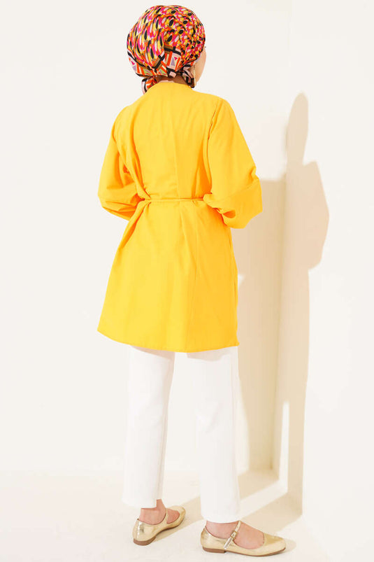 قميص تيريكوتون بأزرار من Stoned Brit باللون البرتقالي