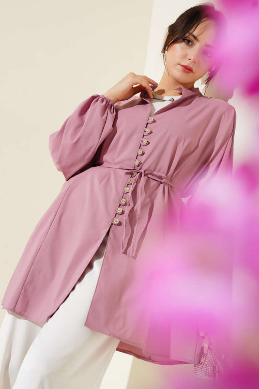 Stoned Brit Buttoned Terikoton Shirt Powder