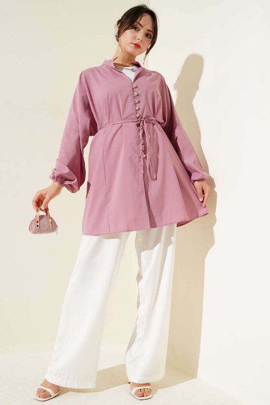 Stoned Brit Buttoned Terikoton Shirt Powder