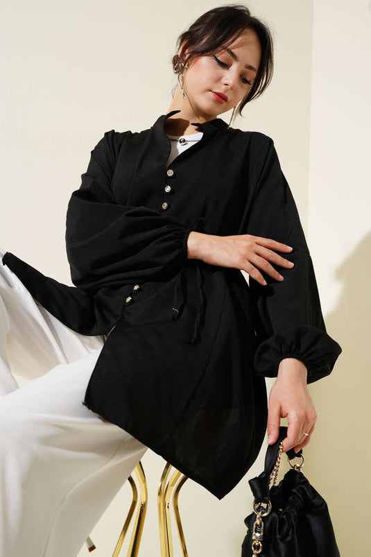 Chemise boutonnée Terikoton noire Stoned Brit