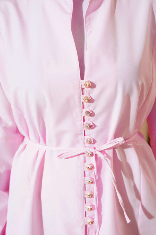 Camicia Terikoton con bottoni Stoned Brit rosa cipria