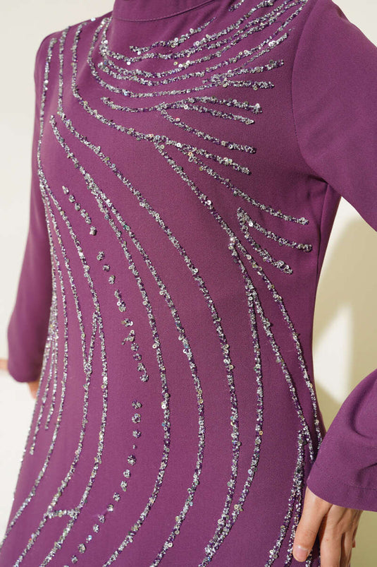 Stoned Plus Size Evening Dress Magenta