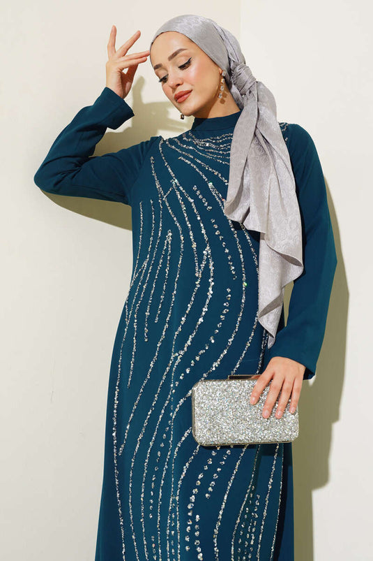 فستان سهرة مقاس كبير محشش بترولي