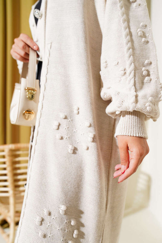 Cárdigan de punto con botones a la piedra beige