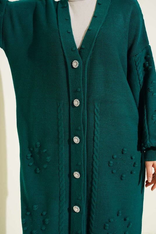 Cardigan tricoté boutonné Stoned Émeraude