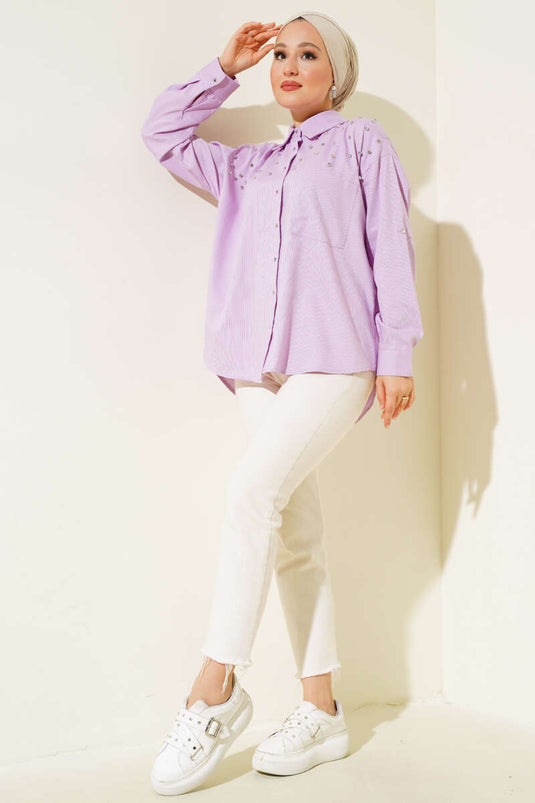 Chemise à Carreaux Stone Lilas