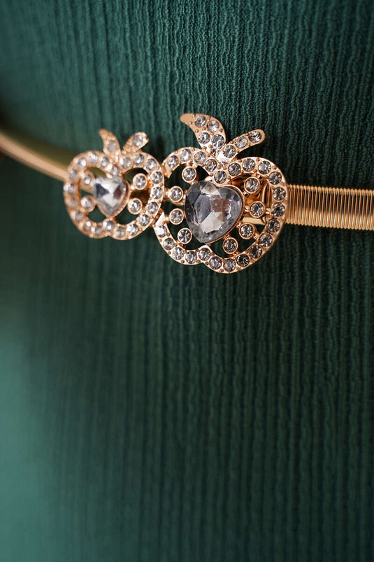 Stone Apple Buckle Italian Flat Belt Gold