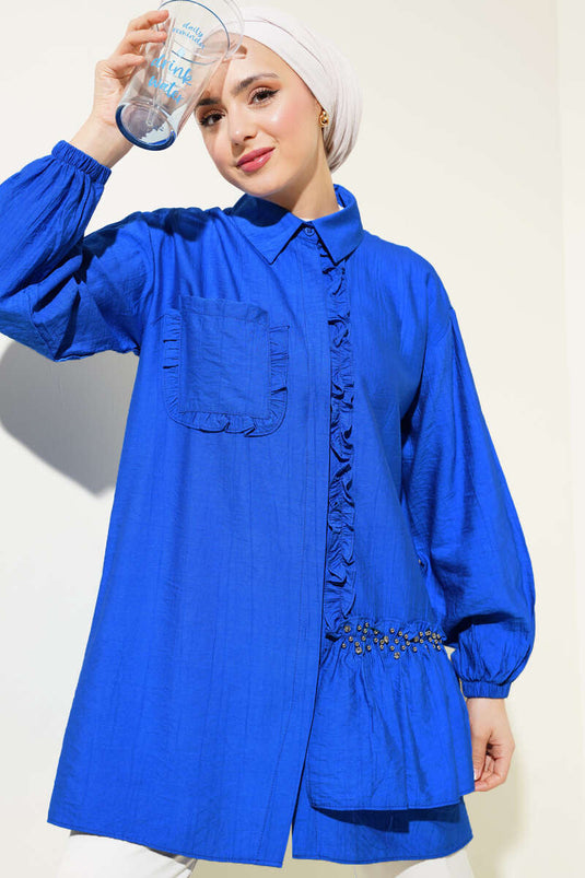 Stoned Ruffle Shirt Saxe