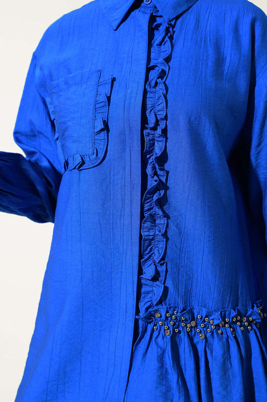 Stoned Ruffle Shirt Saxe