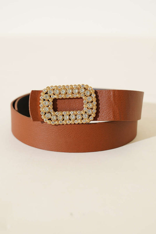 Ceinture marron à boucle dorée ornée de pierres