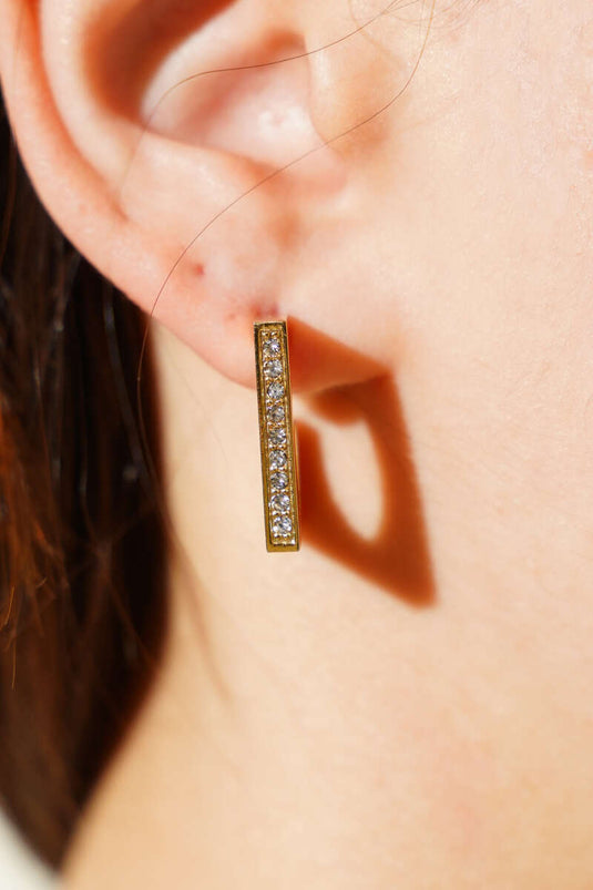 Boucles d'oreilles carrées avec pierres, or