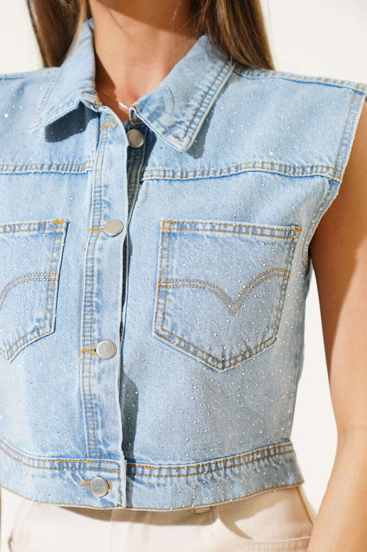 Gilet en jean court Stoned Light Snow