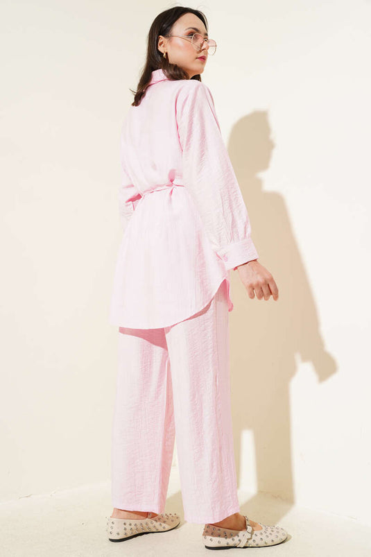 Stoned Cape Two Piece Suit Pink