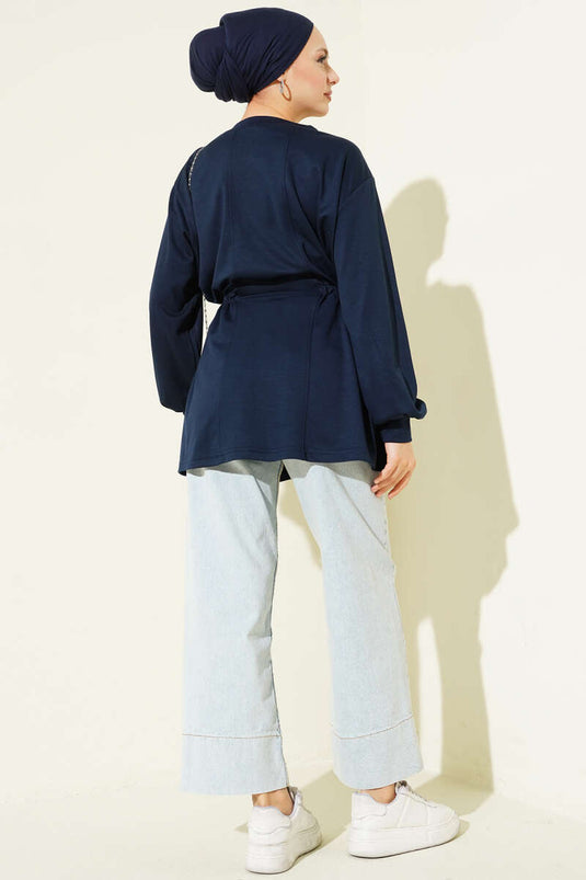 Tunica Loyşa con Lacci Laterali e Pietre Blu Scuro