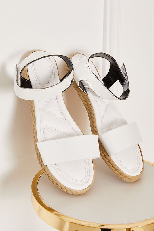 Tek Bantlı Sandalet Beyaz