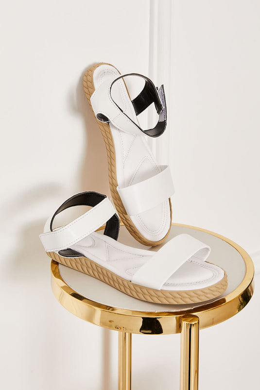 Tek Bantlı Sandalet Beyaz