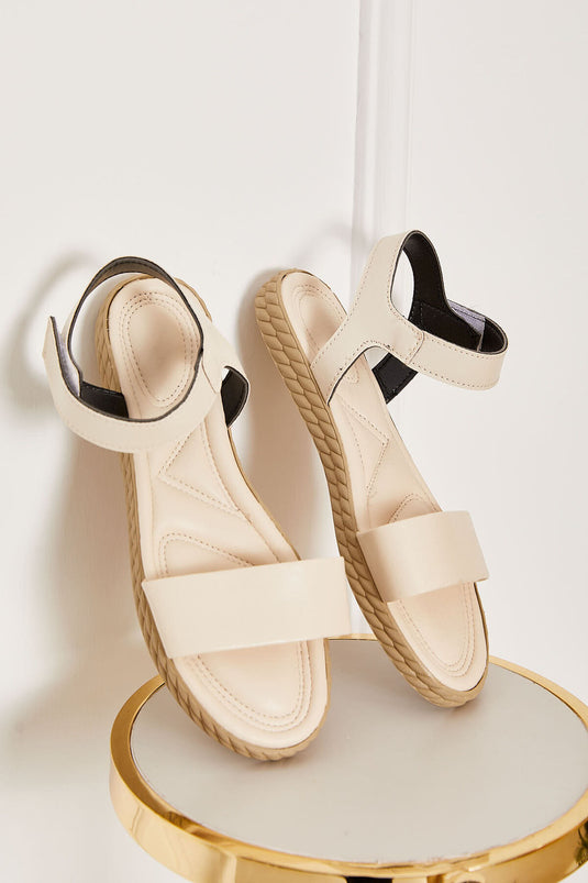 Tek Bantlı Sandalet Krem