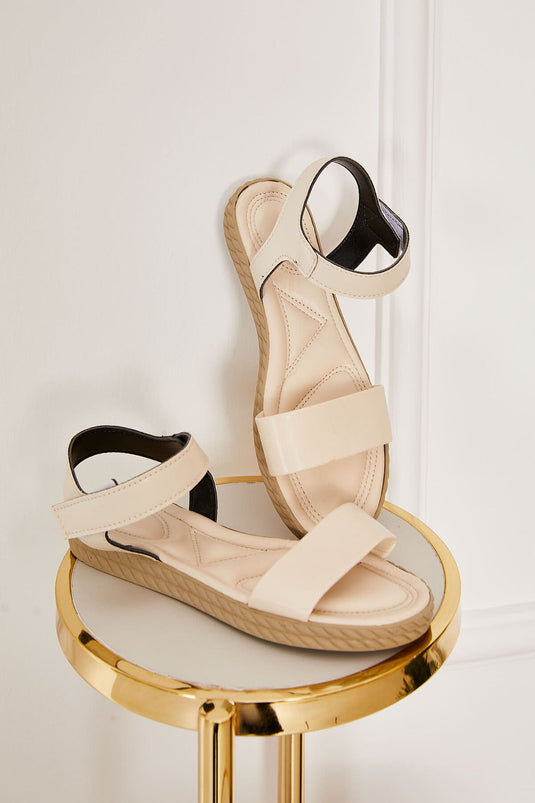 Tek Bantlı Sandalet Krem