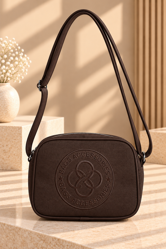 Sac Bandoulière Marron À Deux Compartiments