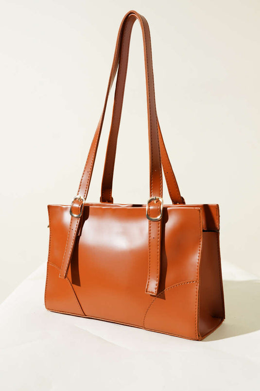 Tek Bölmeli Fermuarlı Çanta Taba