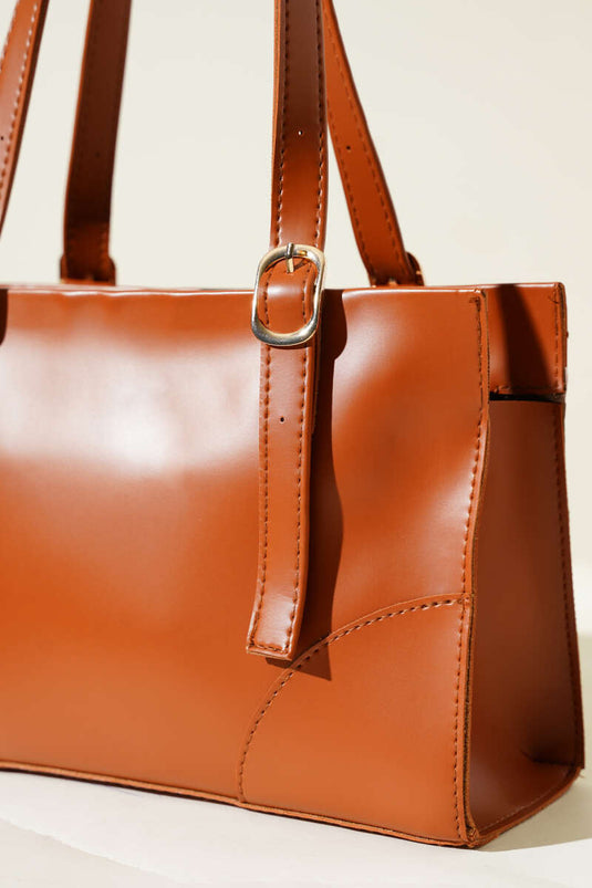 Tek Bölmeli Fermuarlı Çanta Taba