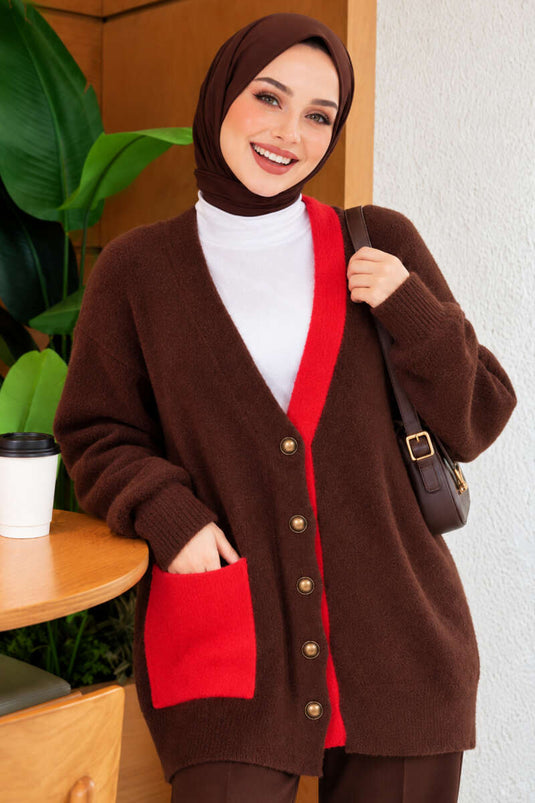 Gilet Marron Avec Poches Texturées