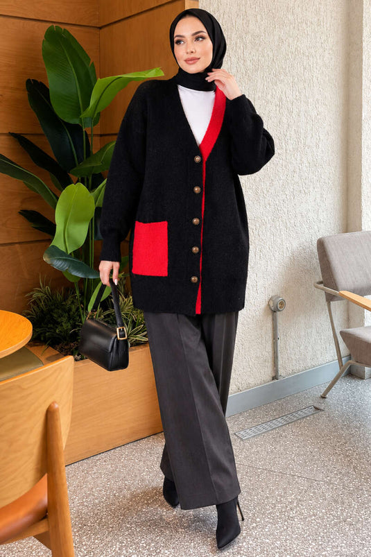 Gilet Noir À Poches Et Détail De Barbe