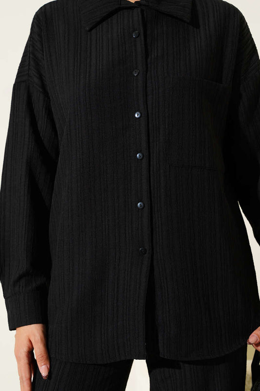 بدلة أساسية من قطعتين بجيب واحد باللون الأسود