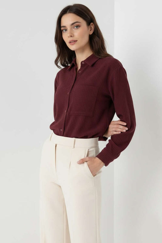Chemise en mousseline à une poche, couleur prune