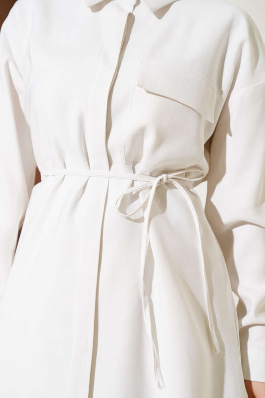 Abito due pezzi in Tencel con una tasca, bianco